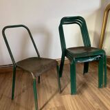 Set of 5 green chairs