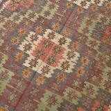 6x13 Rare Size Kilim Rug, Rugged Rug, 180x385Cm Antique Kilim Carpet