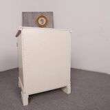 Art Deco bedside table from Hungary, 1930, made of navy blue and cream painted wood.