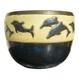Cache-pot en céramique "décor aux dauphins"
