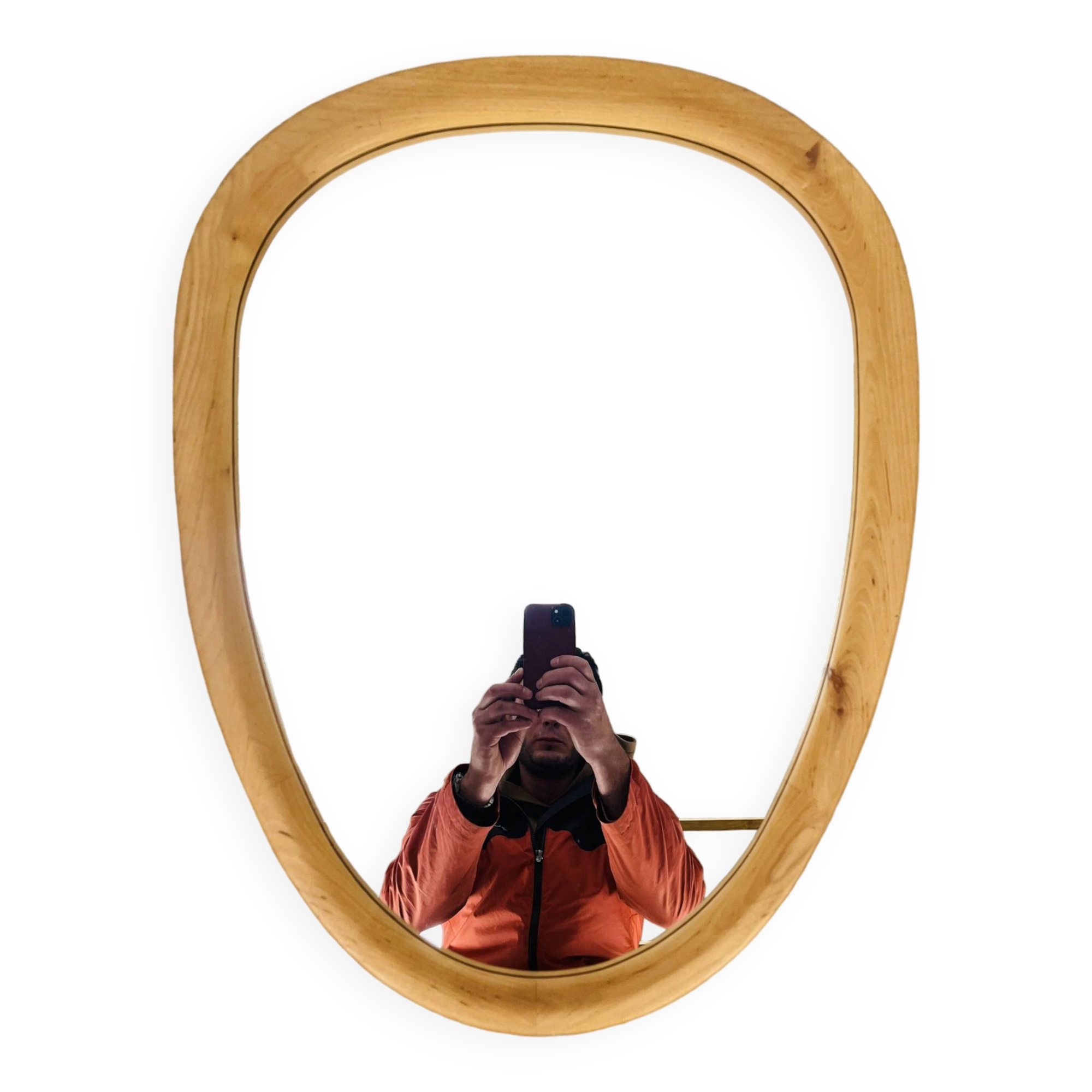 Miroir rétroviseur cerclage bois style scandinave