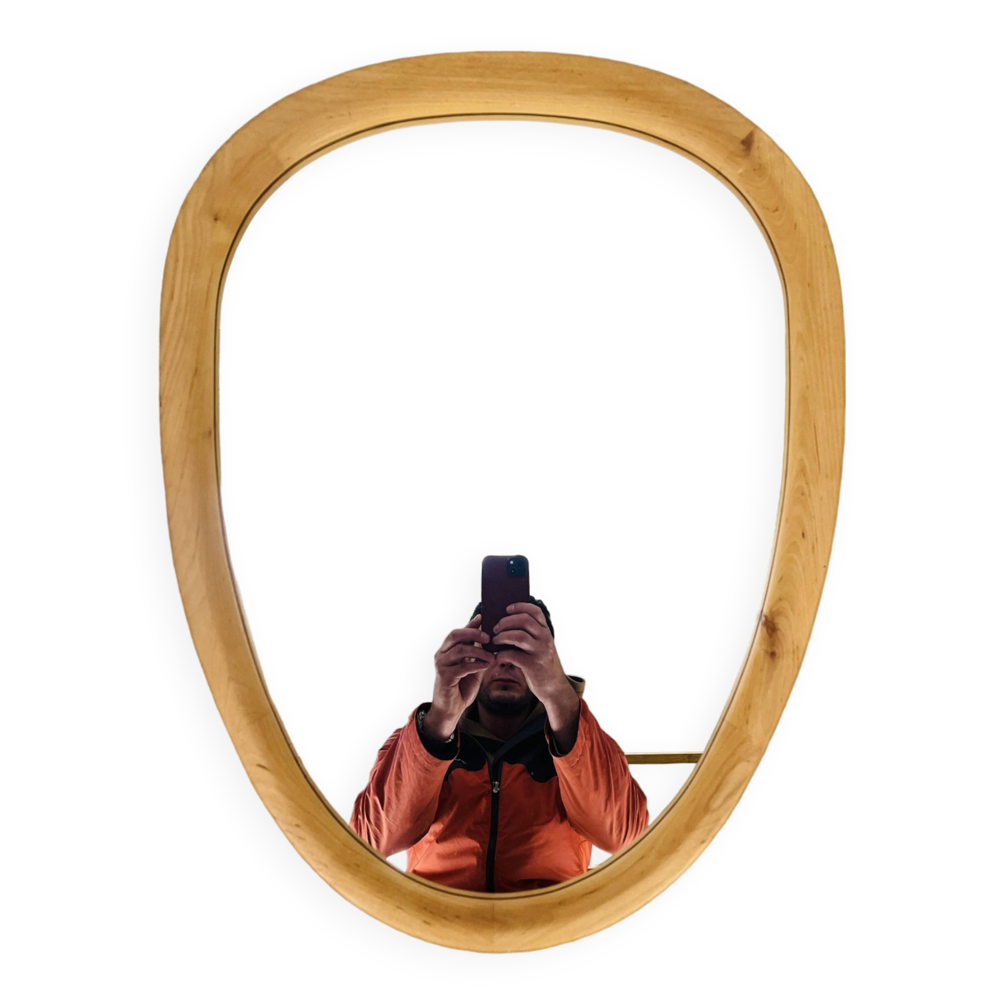 Scandinavian style wooden rim rearview mirror