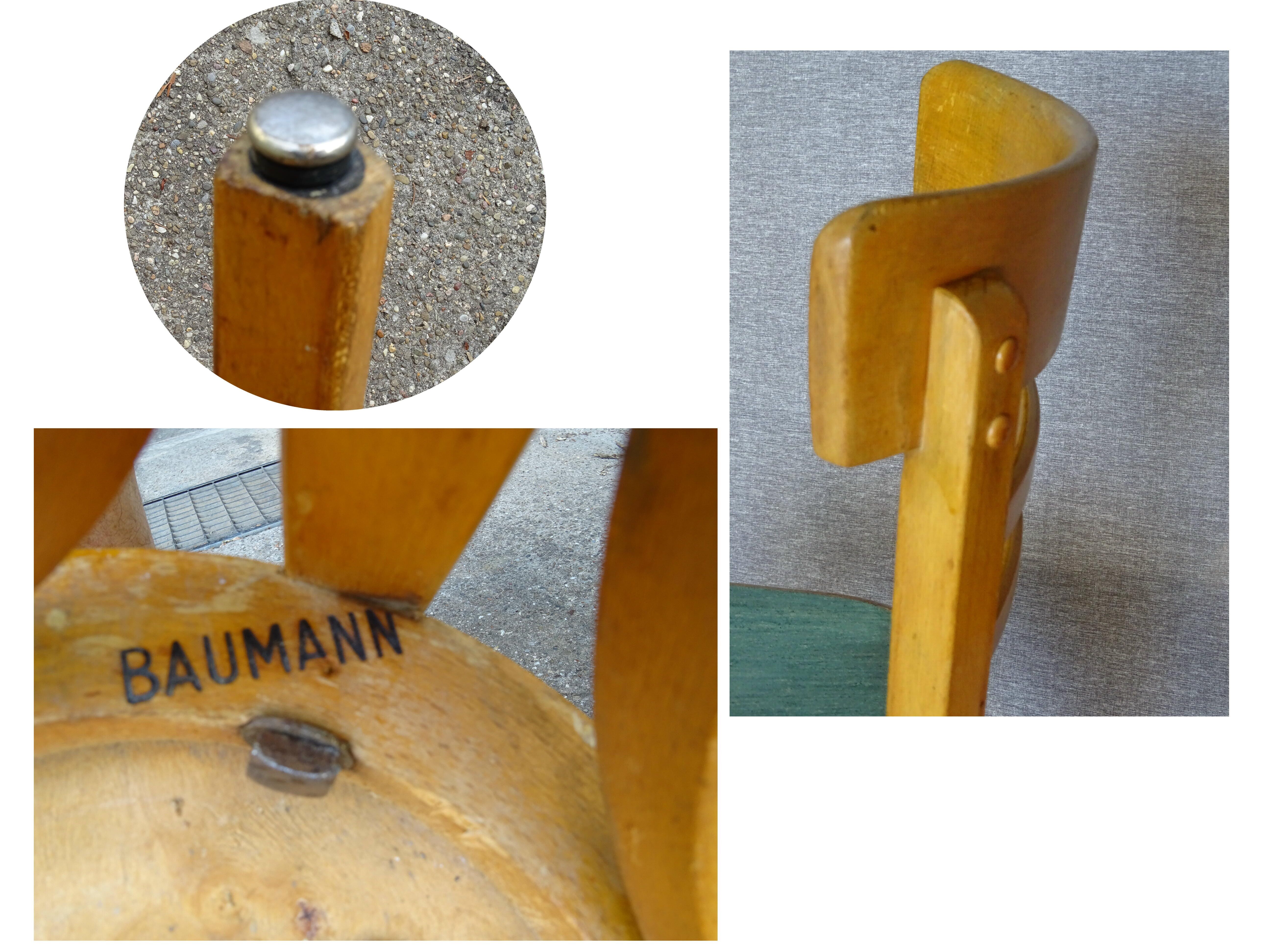 4 baumann chairs 1960 wooden bistro "linoleum"
