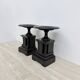 Antique French black marble cassoulets gilt decor pedestals neoclassical pair, 1900s