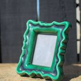 Green ceramic photo frame, vintage ceramic frame, photo frame, interior decoration