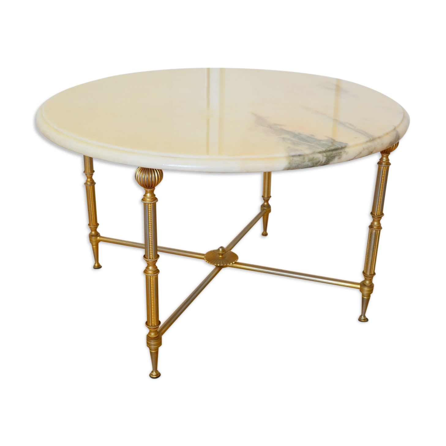 Round coffee table in 1960s neoclassical marble style