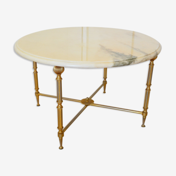 Round coffee table in 1960s neoclassical marble style