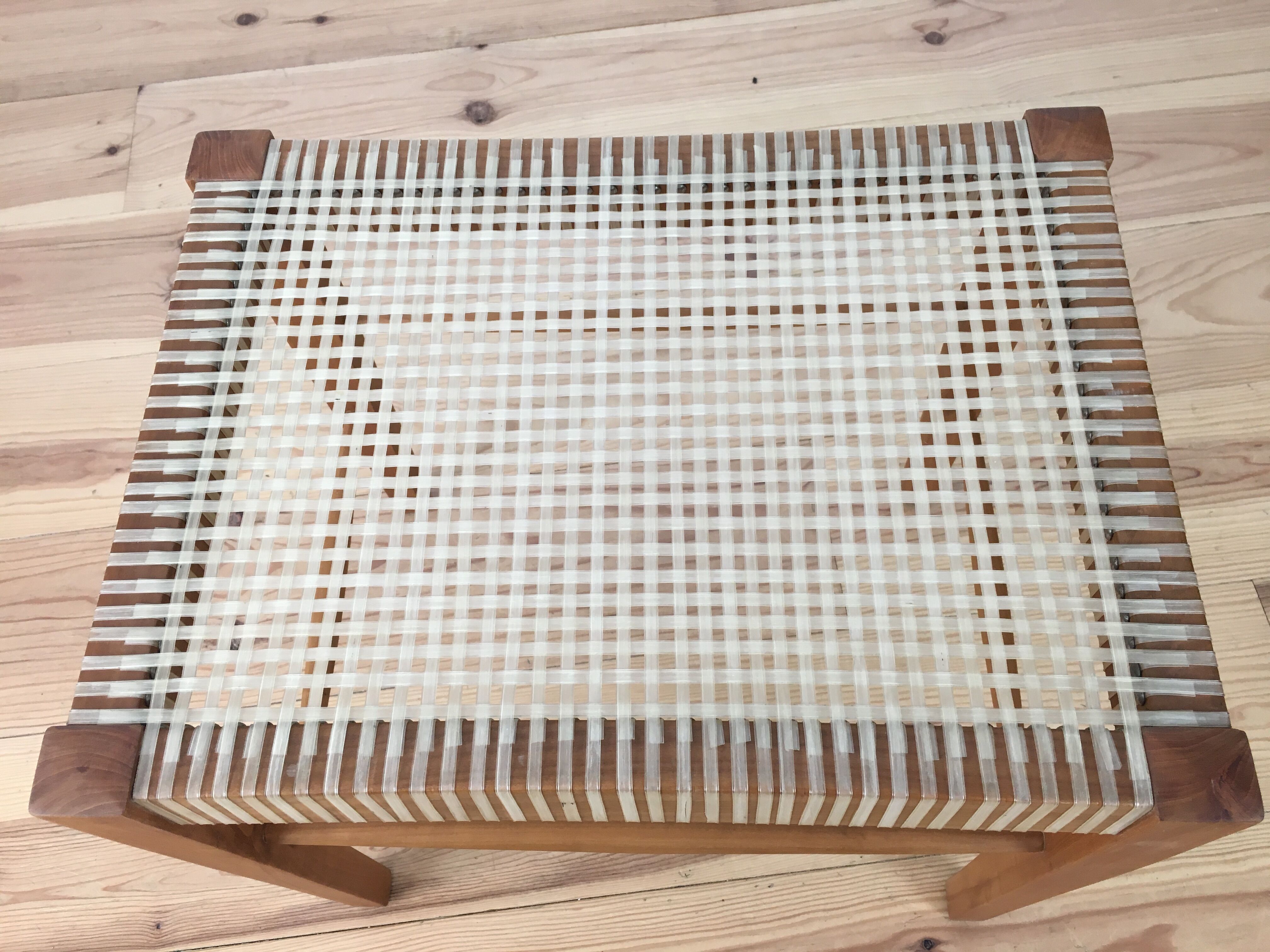 60s modernist stool, canning and wood