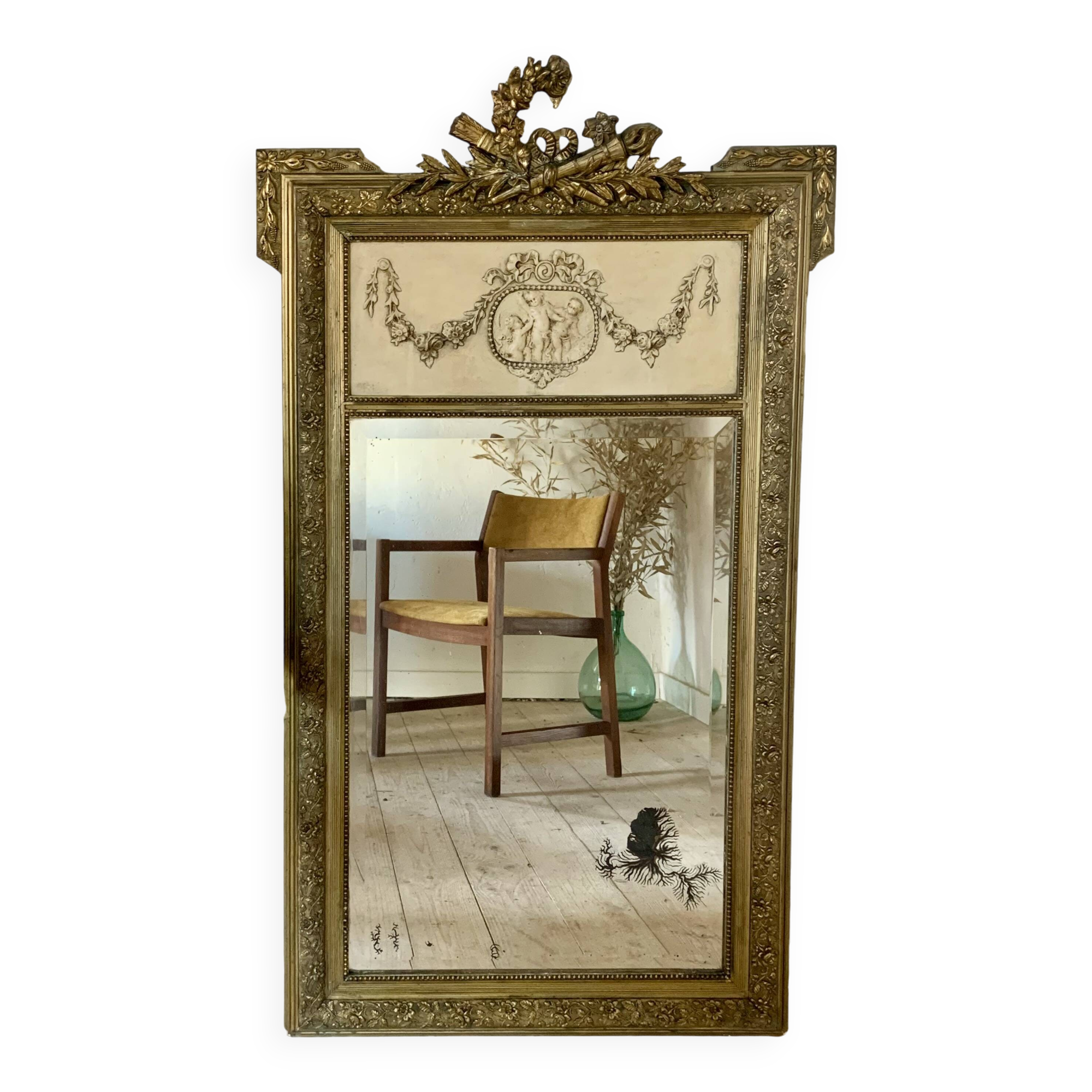 Gilded trumeau fireplace mirror