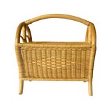 Vintage wicker and bamboo magazine rack