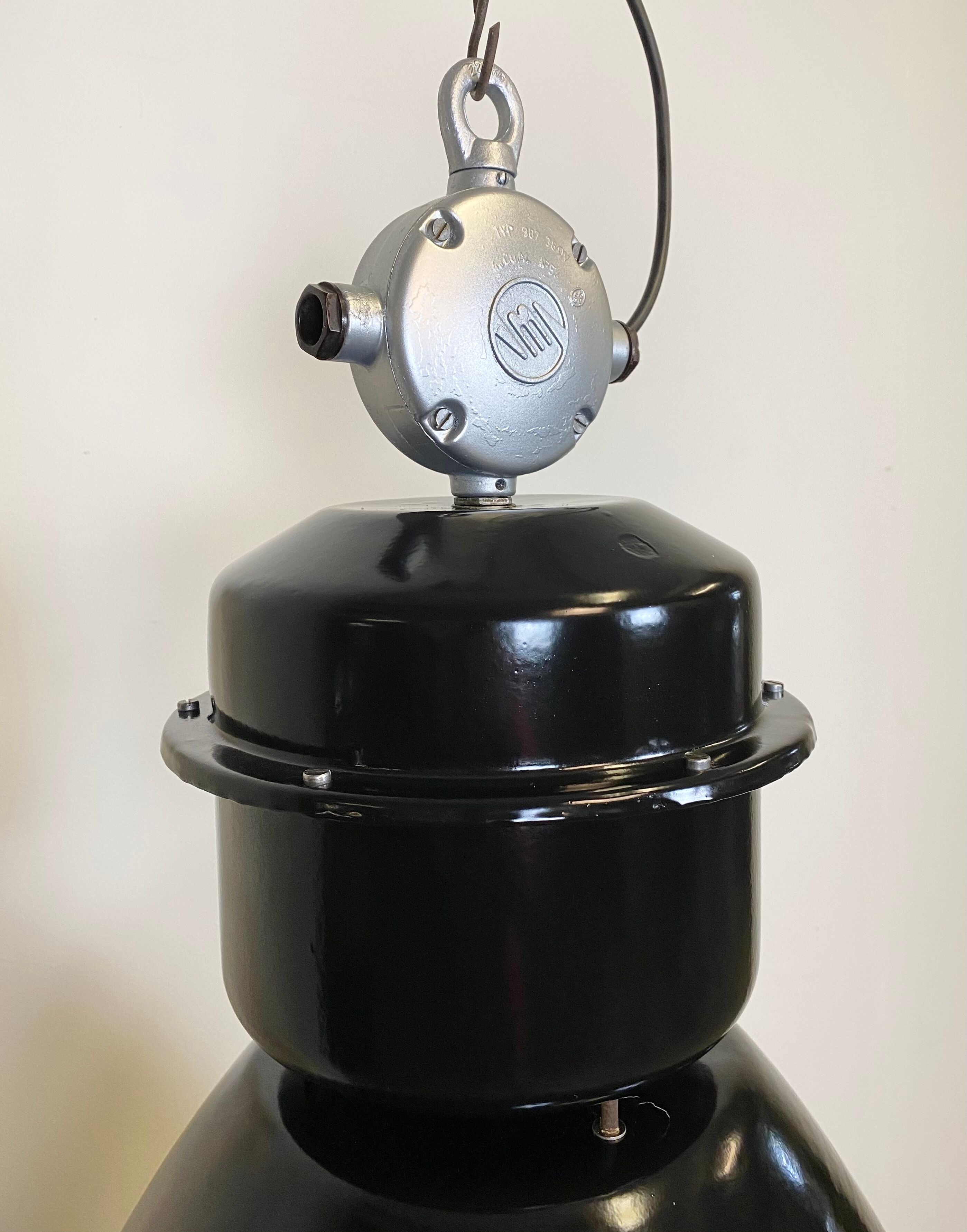 Black industrial factory lamp from Elektrosvit, 1960s