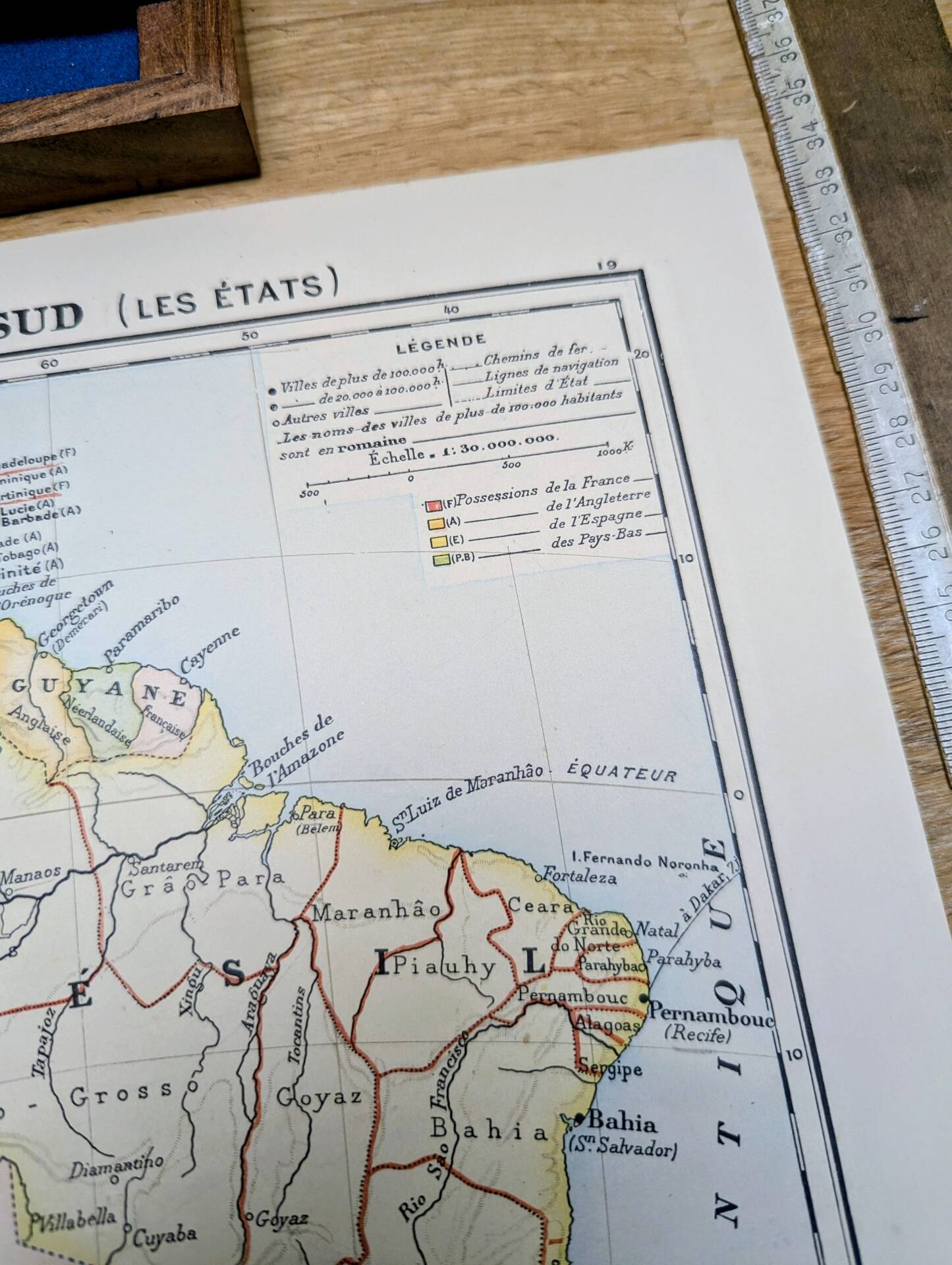 Imprimée en 1900, carte de l'Amérique du sud