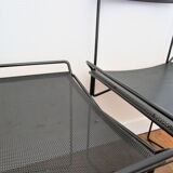 Pair of perforated metal steel chairs from the 80s