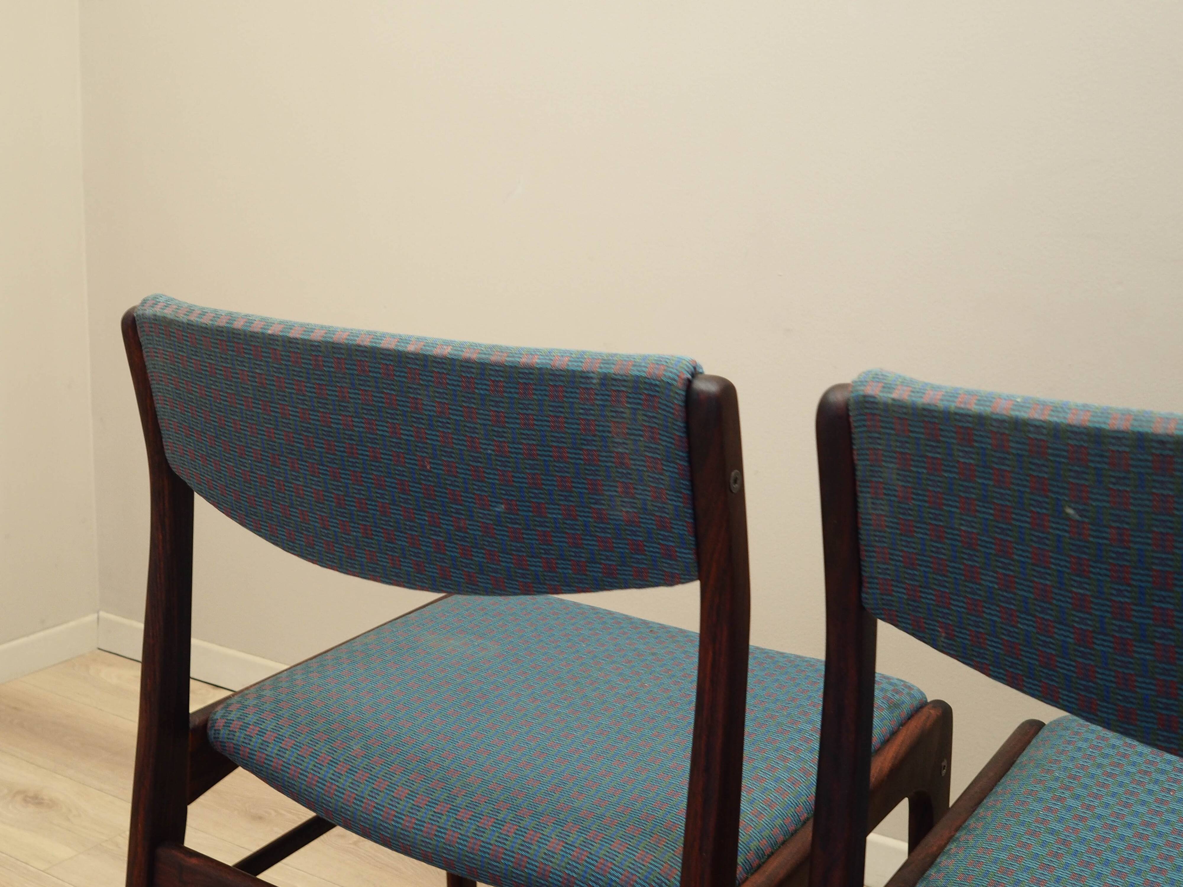 Set of three rosewood chairs, Danish design, 1970s, production: Denmark