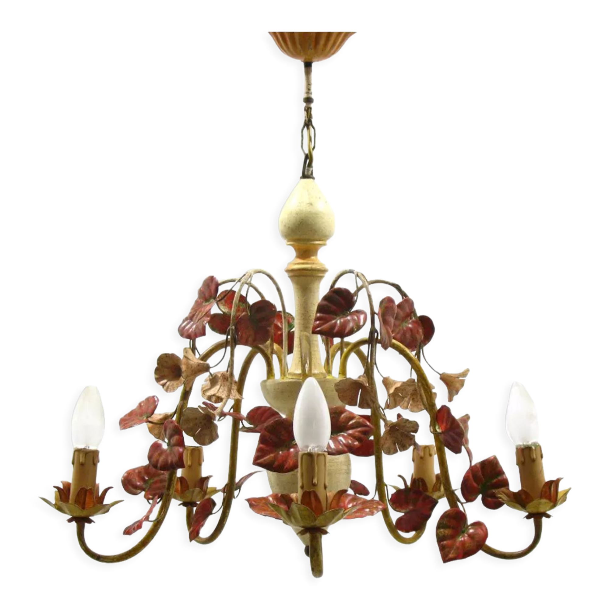 Lustre floral Hollywood Regency, années 1970