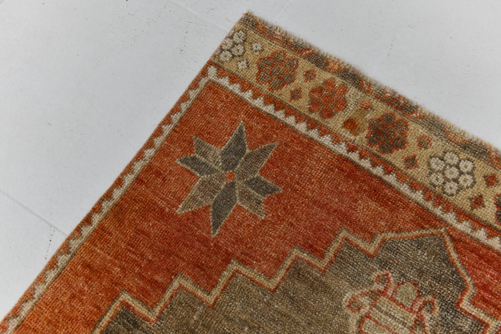 3x12 shades of brunt orange oushak runner rug