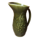 Old SARREGUEMINES Green Ceramic Pitcher Vintage Vines Decor