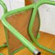 Metal and wood school chair with armrest
