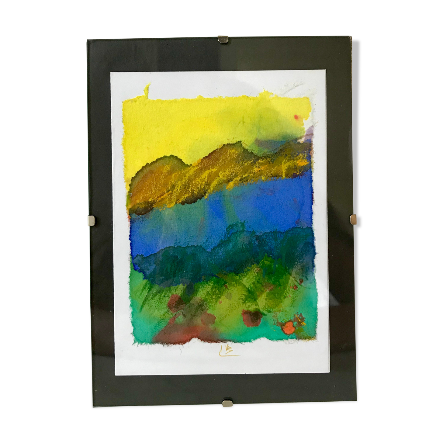 Landscape watercolor signed vintage coaster