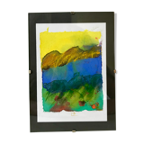 Landscape watercolor signed vintage coaster