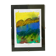 Aquarelle paysage signée sous-verre vintage