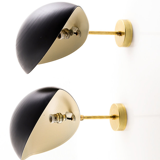 Pair black shell wall lamps