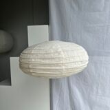 Suspension in rattan and natural japanese linen lantern shape h70 d50