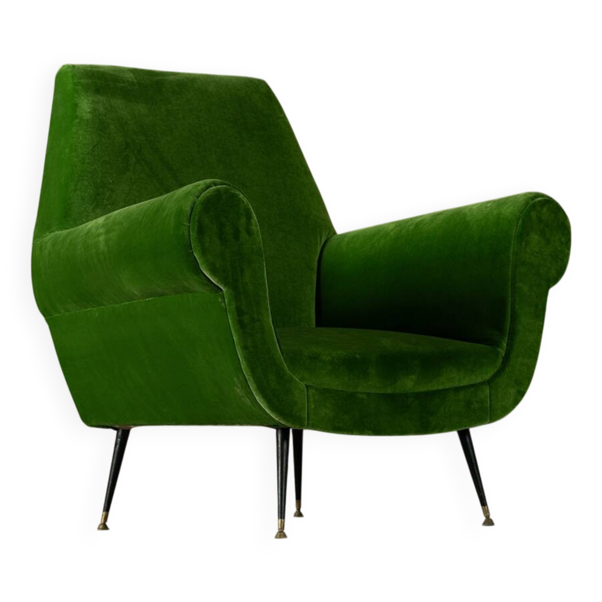 Fauteuils en velours vert par Gigi Radice, Italie, années 1950.