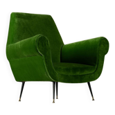 Fauteuils en velours vert par Gigi Radice, Italie, années 1950.