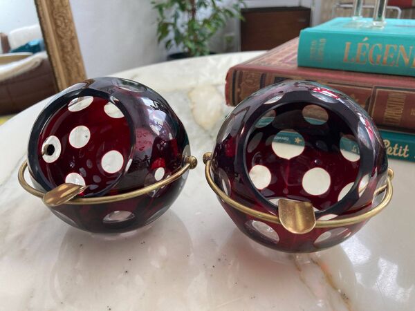 2 cendriers space age en cristal Marita Voigt