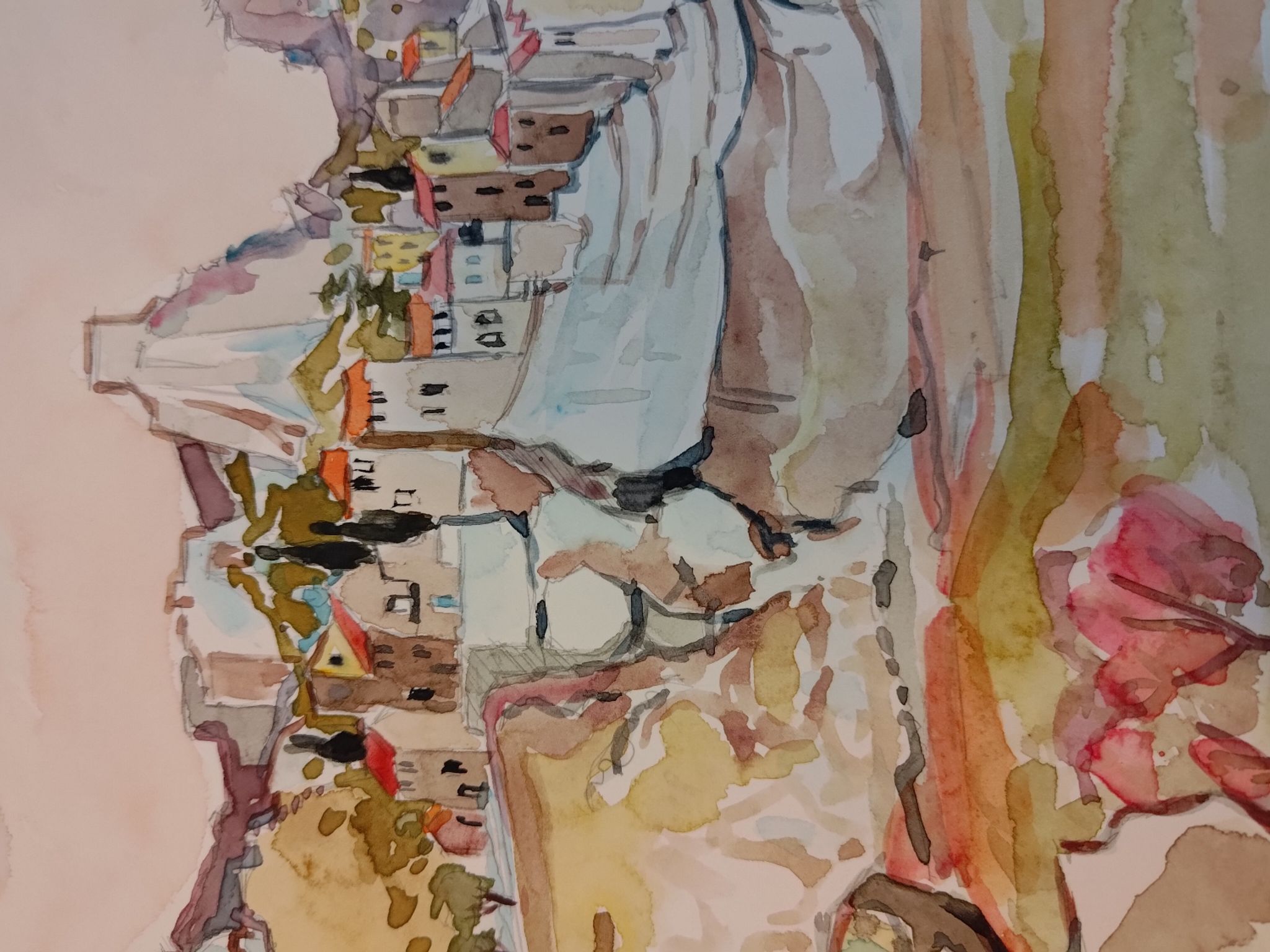 Gouache Les Baux de Provence
