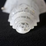 Grand abat-jour Art Déco en verre dépoli, motif floral géométrique