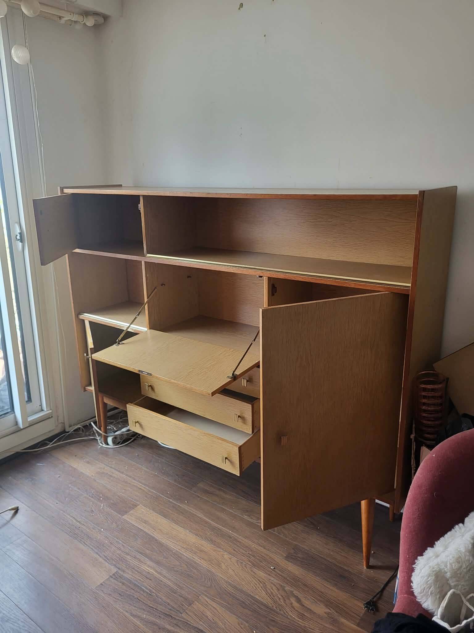 1960s secretary buffet on tapered legs