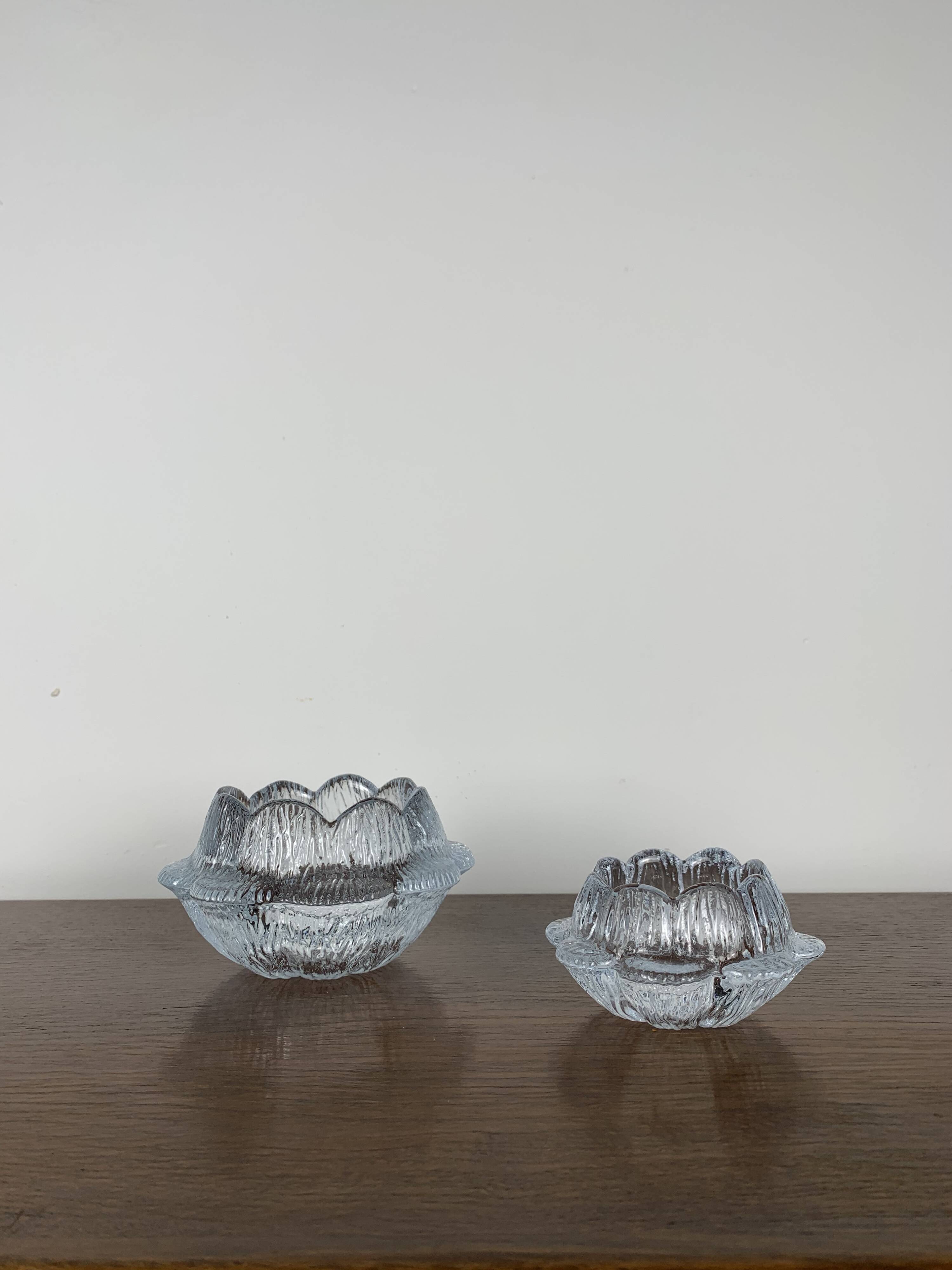"Lotus" glass candle holder by Holmegaard, Danmark, 1970