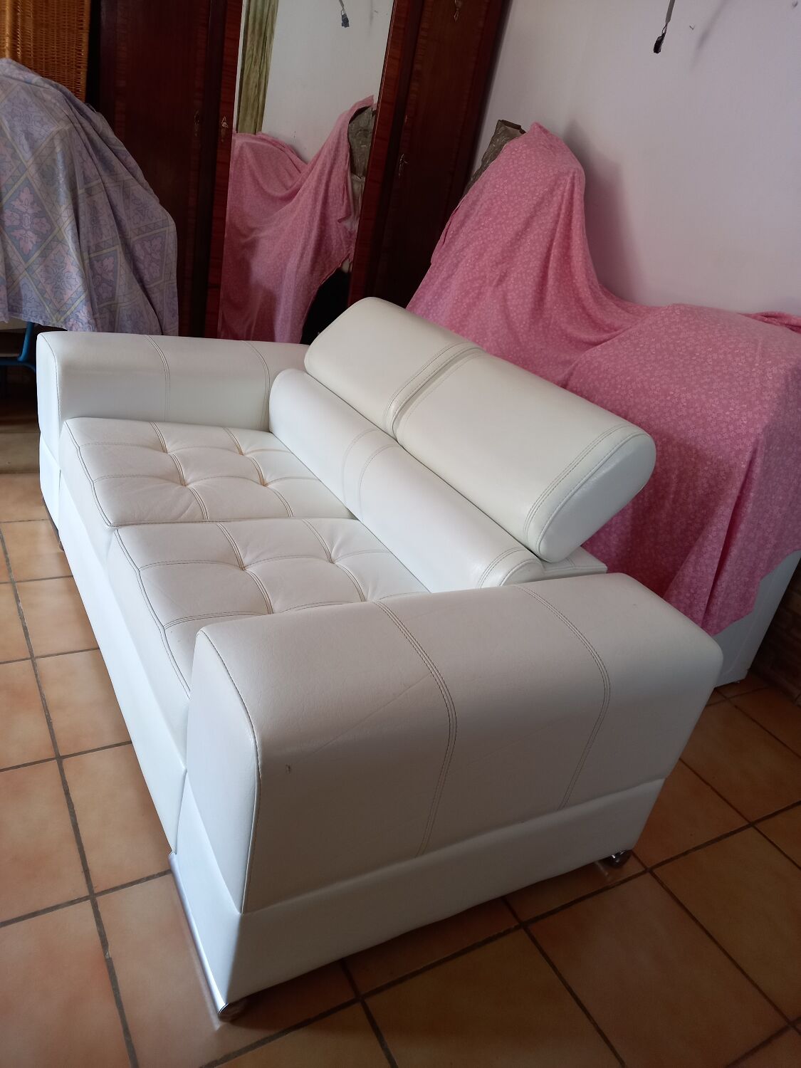 White leather sofa