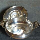 Alpaca silver metal serving dish with flowers