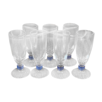 6 blue champagne flutes