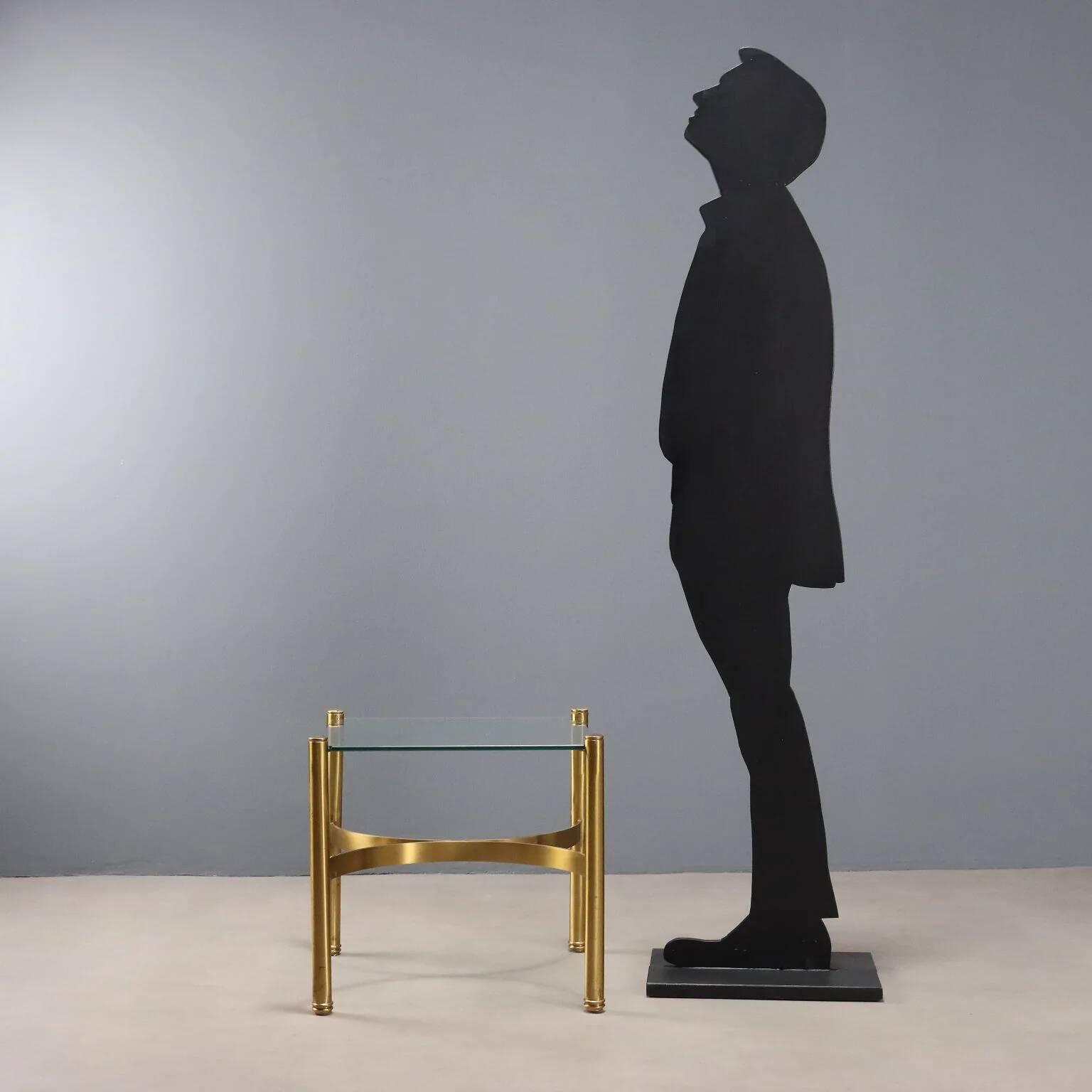 Vintage coffee table in brass and glass, Italian design, 1970s.