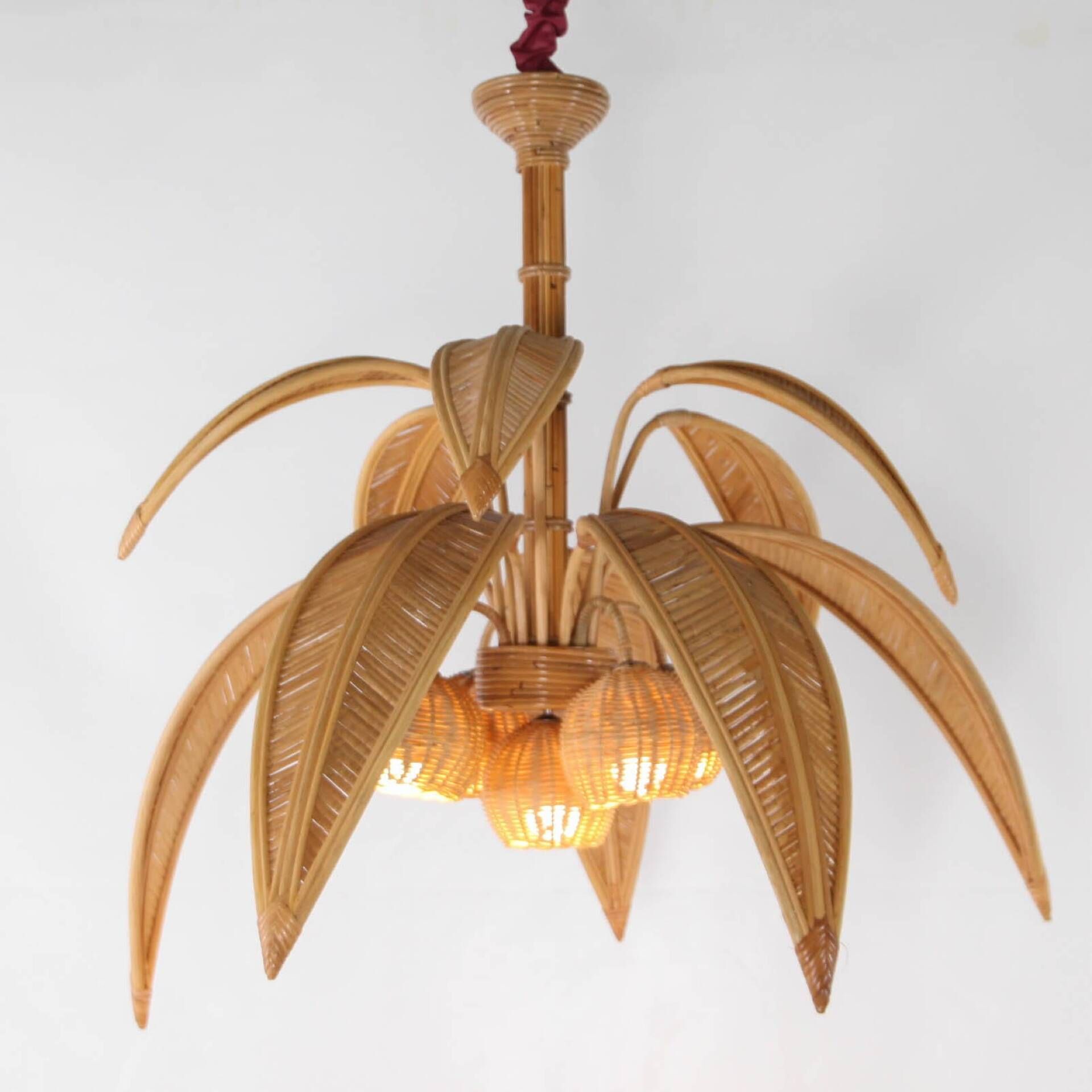 Lustre « cocotier/palmier » en rotin
