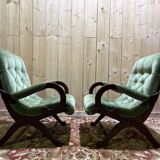 Pair of English Chesterfield armchairs