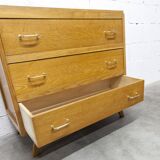 3-drawer chest with splayed legs, 1960s, honey color