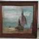 Old oil painting depicting a marine scene