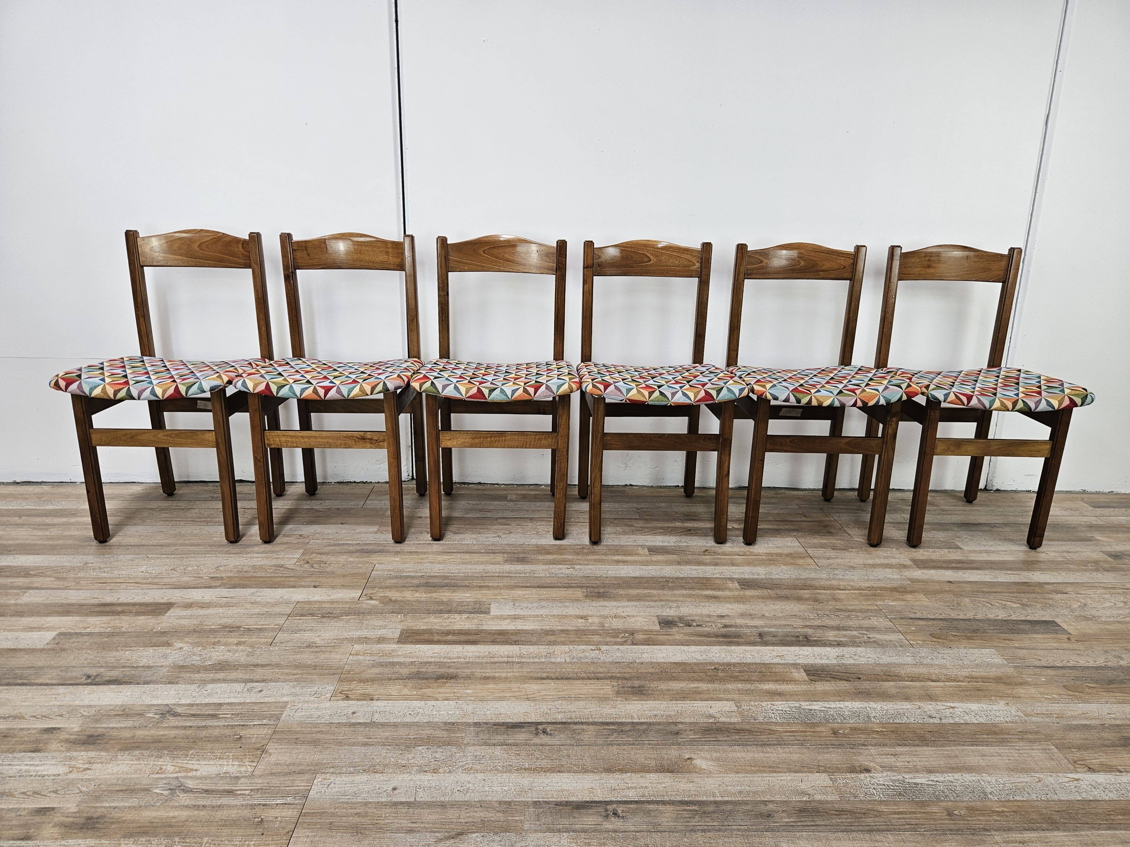 Chaises de salle à manger en hêtre des années 1950 avec assise géométrique