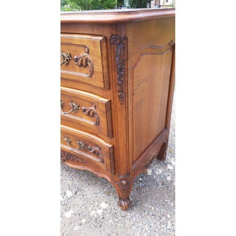19th Century Walnut and Brass Commode, 3 Drawers