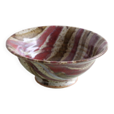 Handmade salad bowl in striped enameled stoneware
