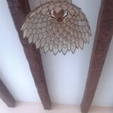 Large old chandelier in the shape of lotus flowers in mother-of-pearl and brass/ lotus flower ceiling light
