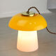 Mid-century yellow glass and brass mushroom table lamp