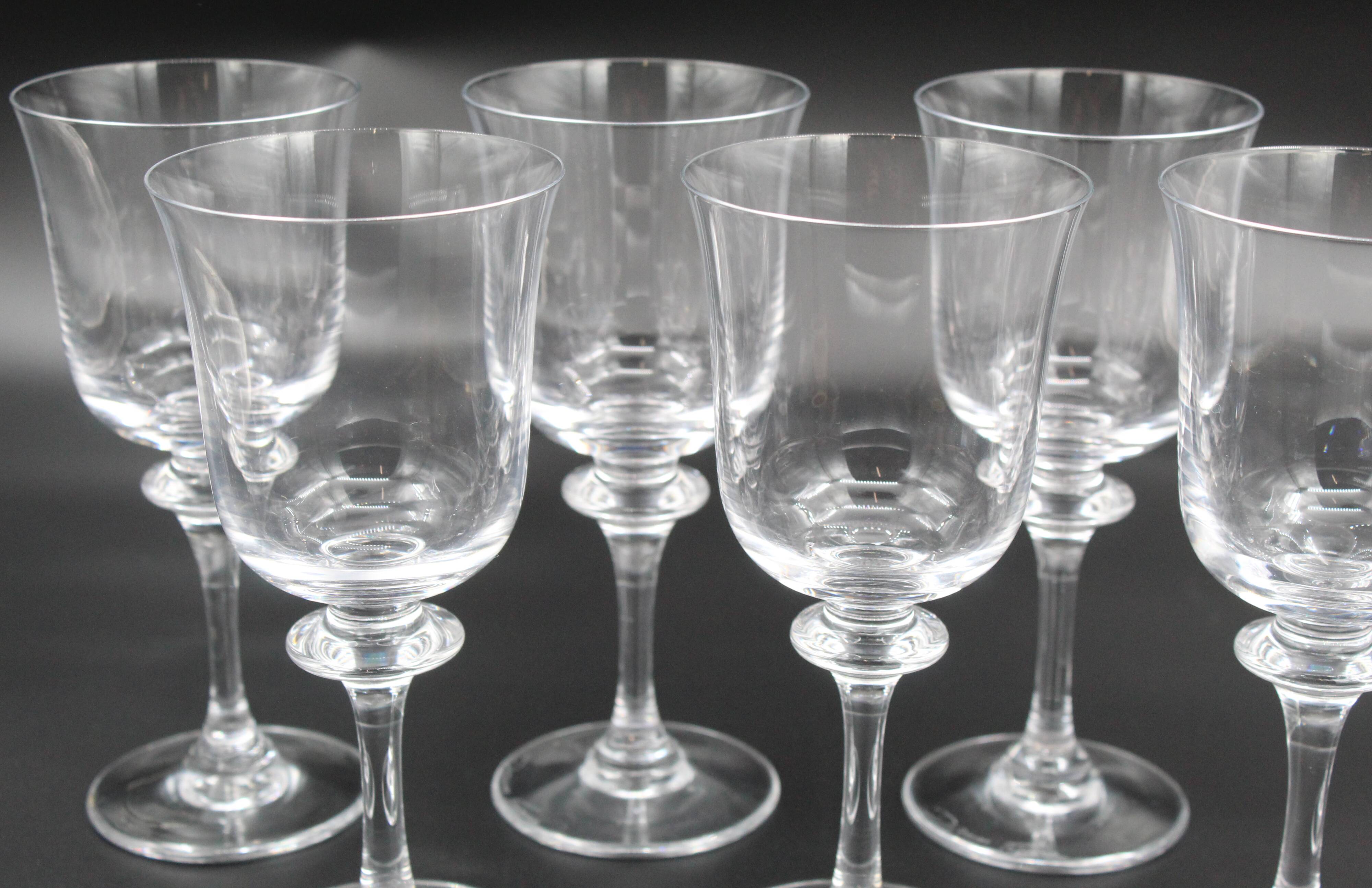 6 water glasses model Saumur crystal Daum France H = 18.5 cm