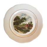 Decorative porcelain plate watermill landscape - signed JC Van Hunnik