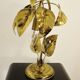Lampe feuillage en métal doré vintage 1970